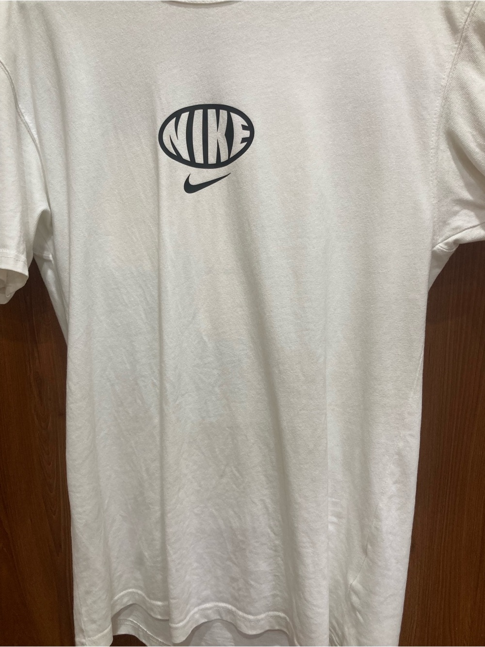 Nike White Short-Sleeve Tee with Black Logo